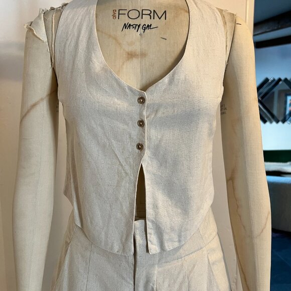 BAMBOO BLONDE Tailored Linen Cupid Pant and Vineyard Vest Set Small - Picture 5 of 16